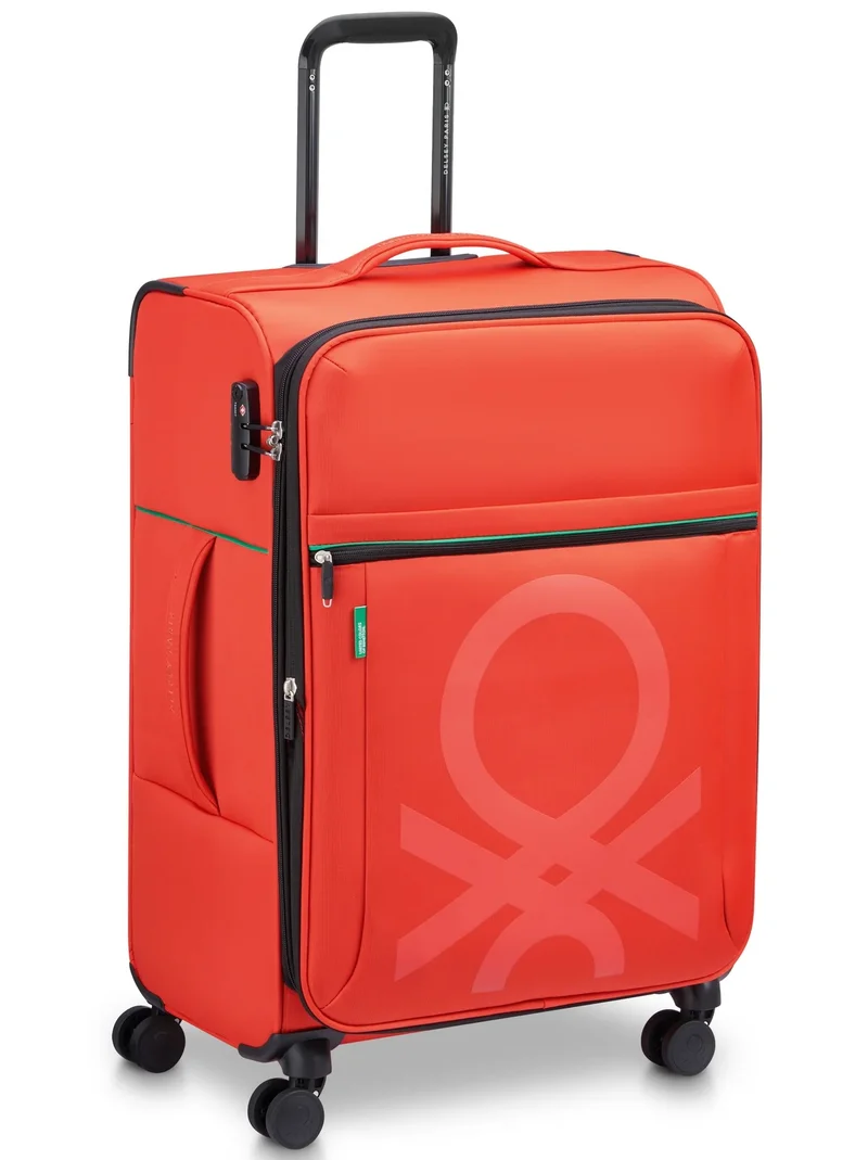 UNITED COLORS OF BENETTON  Color Block 69 Cm 4-Double Wheeled Softside Expandable Check-In Luggage Trolley Case - Red  | Best Price UAE